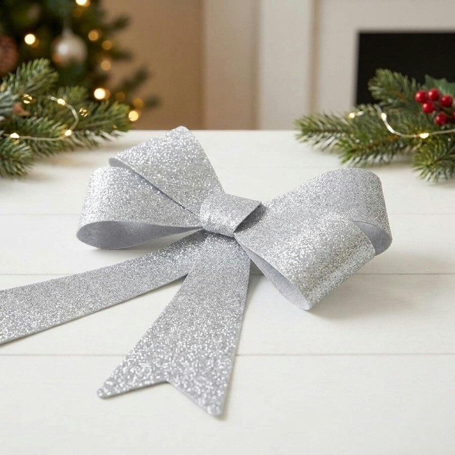 Garden Greatness Extra Large Silver Christmas Foil Bow