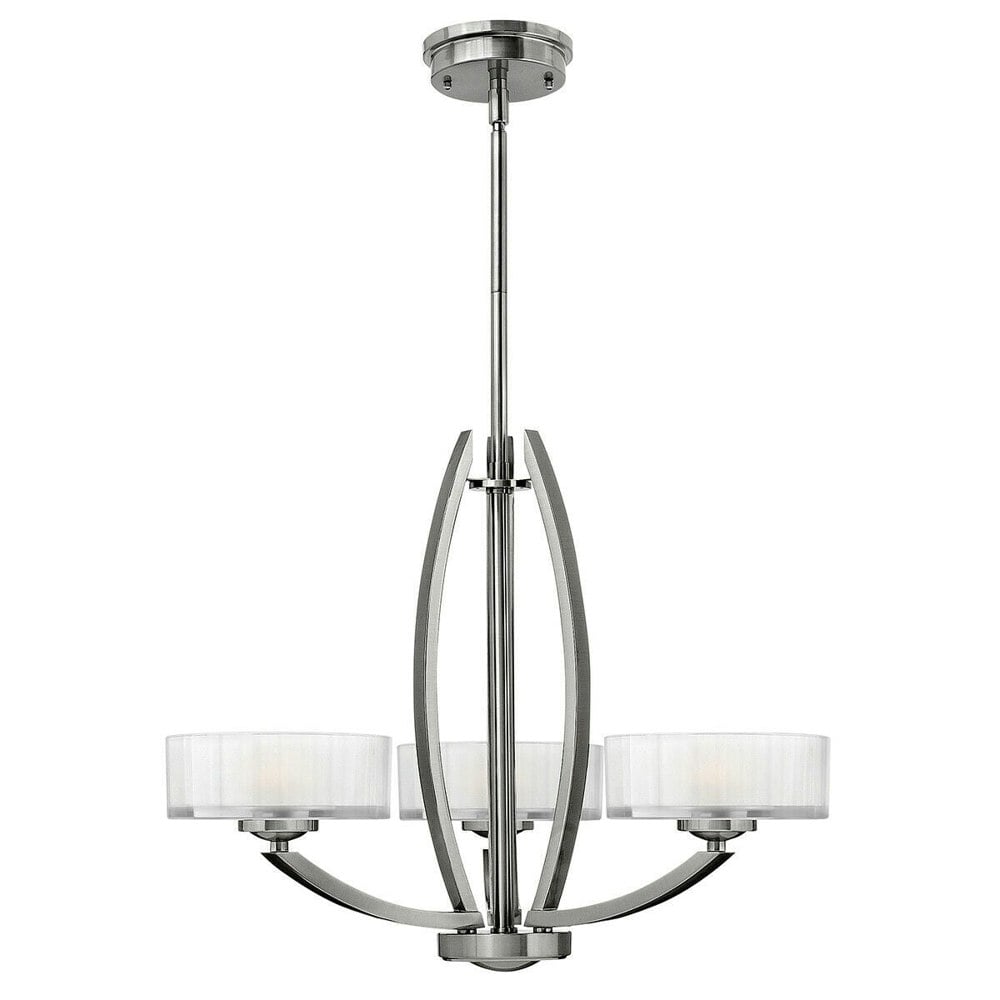 3 Bulb Chandelier Hanging Pendant LIght Brushed Nickel LED G9 3.5W Bulb Loops