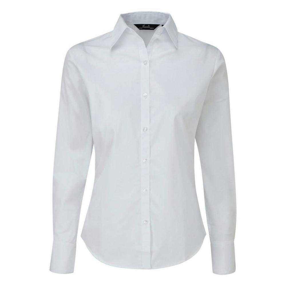 Premier Womens/Ladies Poplin Long-Sleeved Blouse - White - White - 65% Polyester/35% Cotton