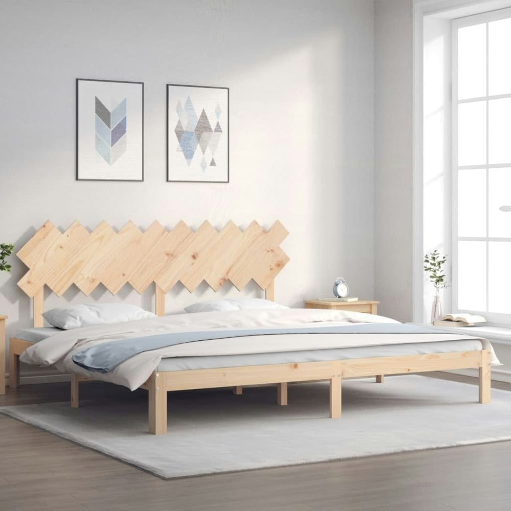Berkfield Bed Frame with Headboard 200x200 cm Solid Wood