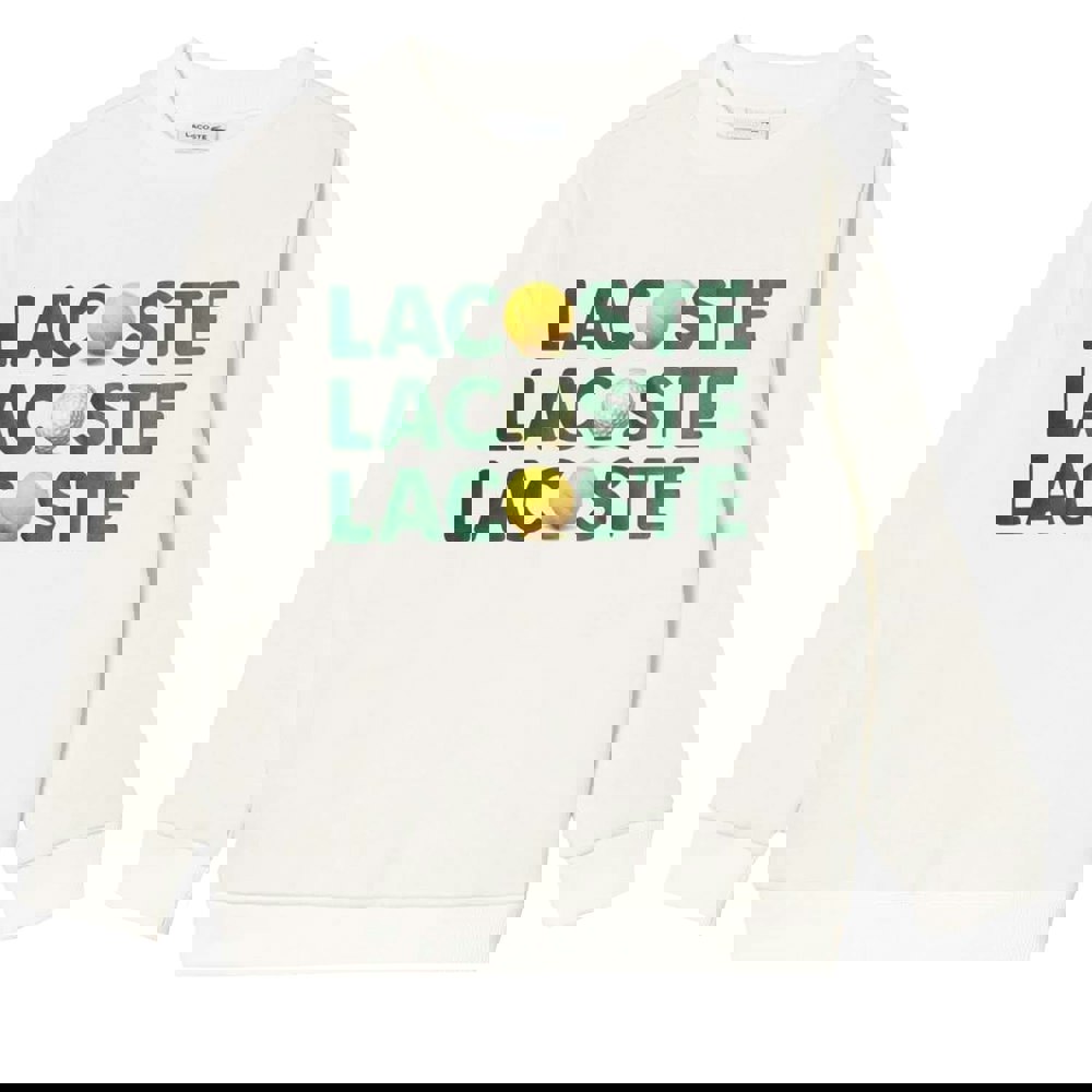Lacoste Childrens/Kids Printed Fleece Crew Neck Sweatshirt - Cream
