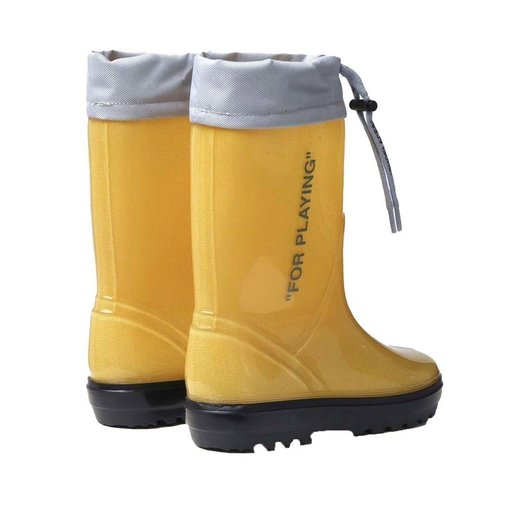 Off White Childrens/Kids Rubber Wellington Boots - Yellow