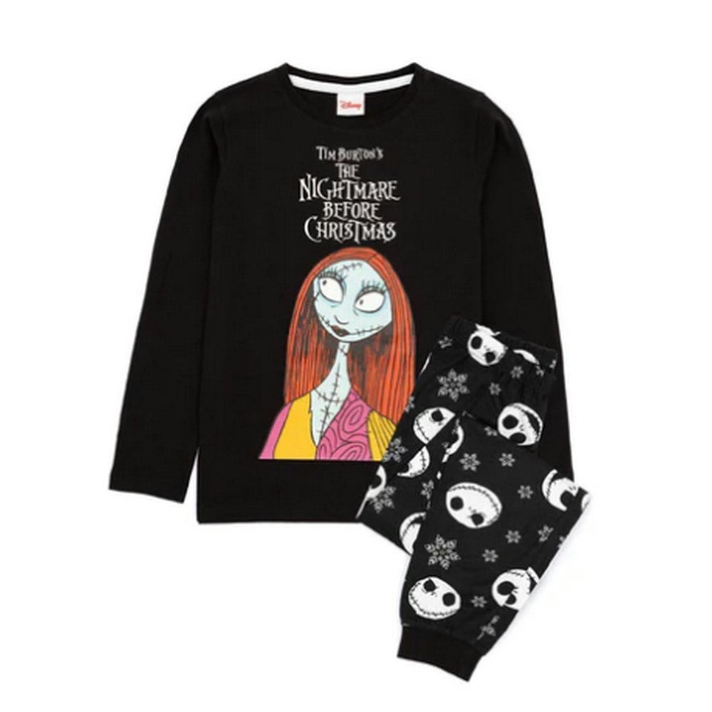 Nightmare Before Christmas Girls Long Pyjama Set - Black/White