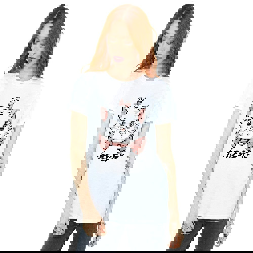 Disney Womens/Ladies The Aristocats Marie Sketch Face Cotton Boyfriend T-Shirt - White