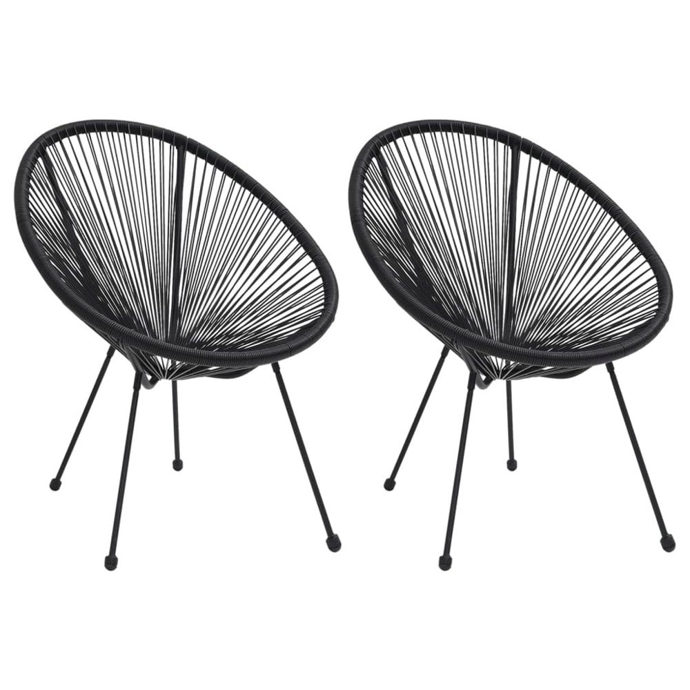 Berkfield Garden Moon Chairs 2 pcs Rattan Black