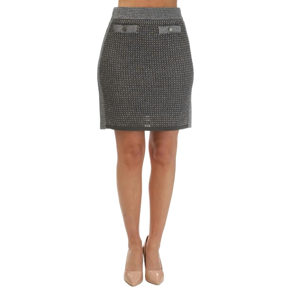 Ted Baker Womens/Ladies Sanniaa Metallic Knitted Mini Skirt - Gunmetal