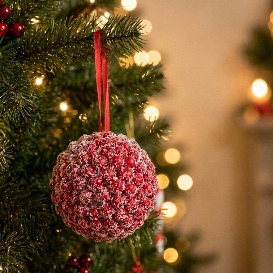 Garden Greatness Delicate Frosted Berry Christmas Bauble 6 Pack
