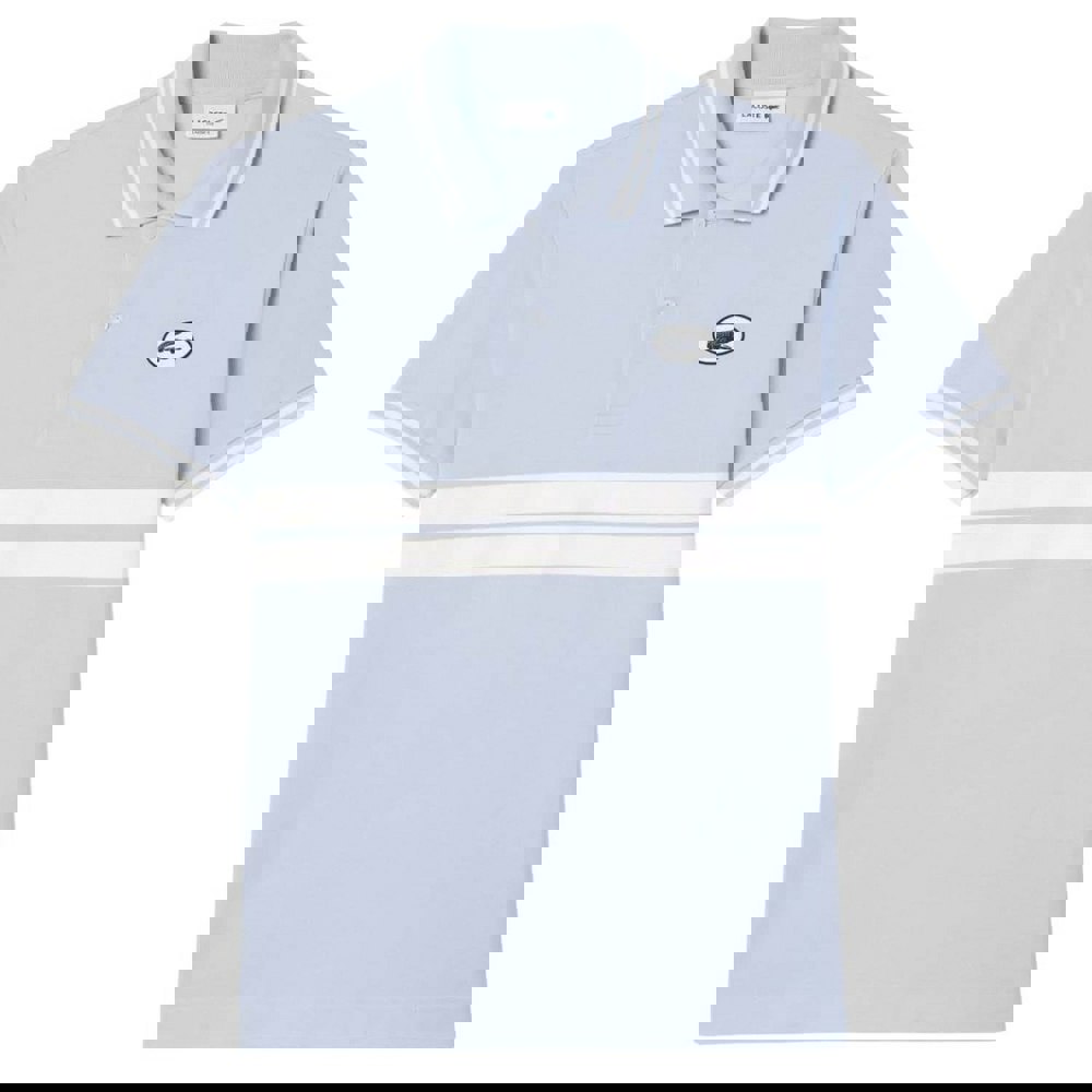 Lacoste Mens Badge Classic Polo Shirt - Blue/White