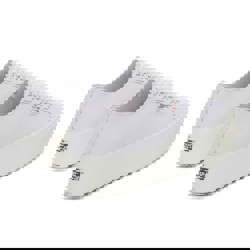 Superga Women's 2790 Nappa Leather Trainers - Optical White Silver/Avorio