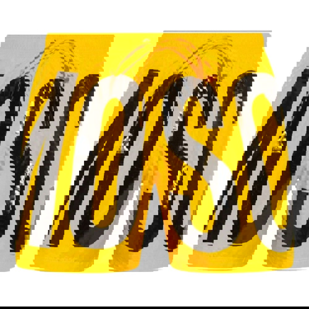 Moschino Black Print Logo Bright Yellow Short Swim Shorts XS