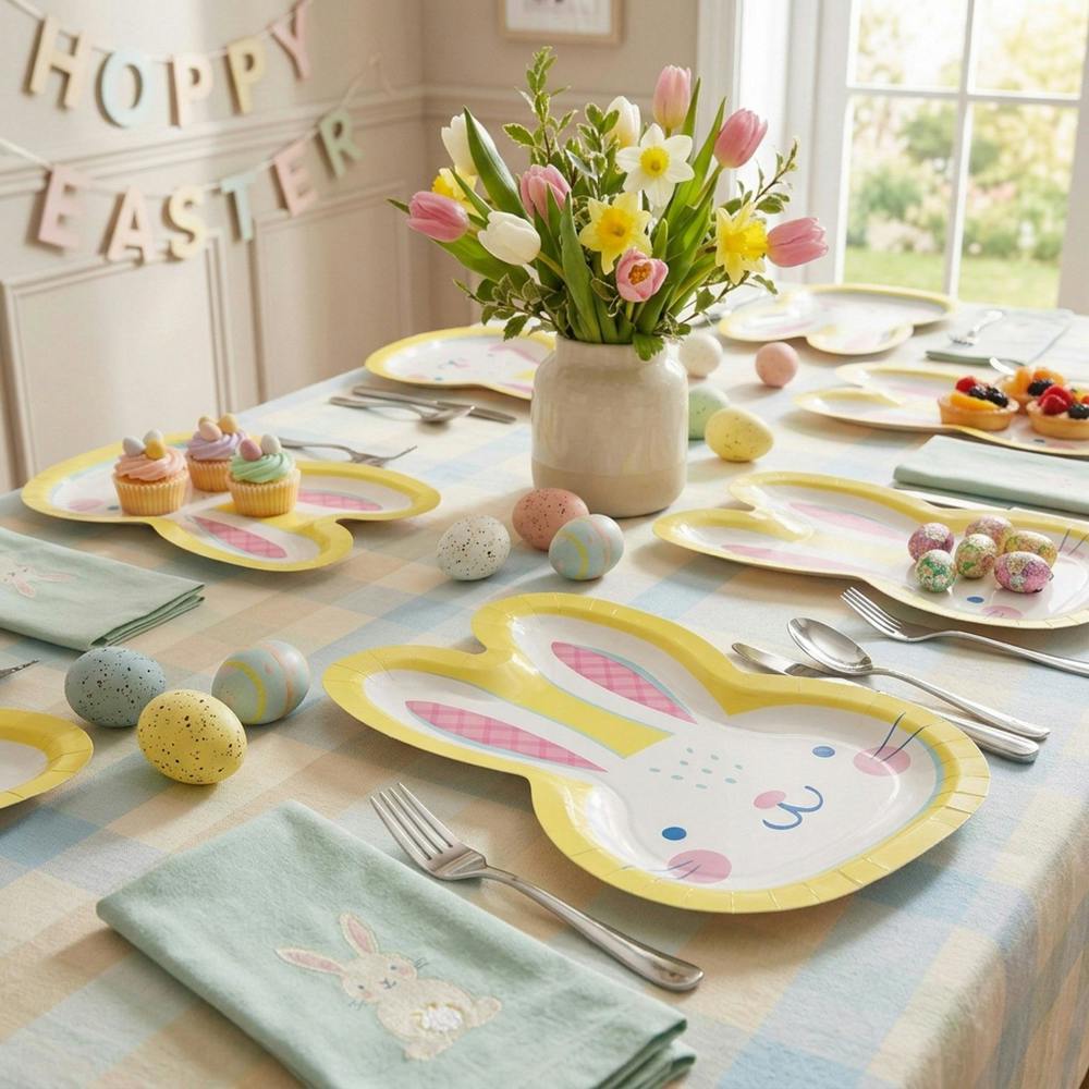 Garden Greatness 8 Pack Decorative Easter Bunny Shaped Plates