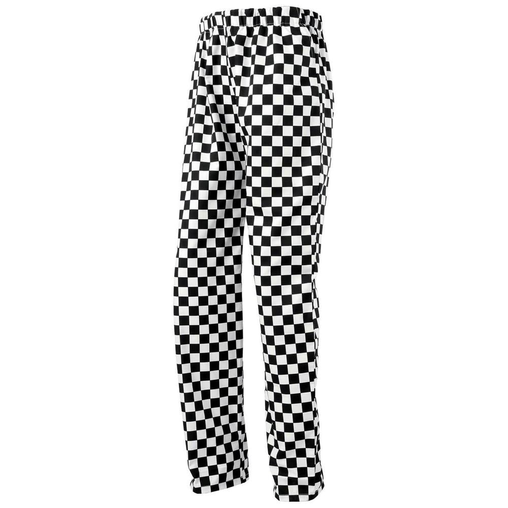 Premier Unisex Adult Essential Checked Chef Trousers - Black/White - Black/White