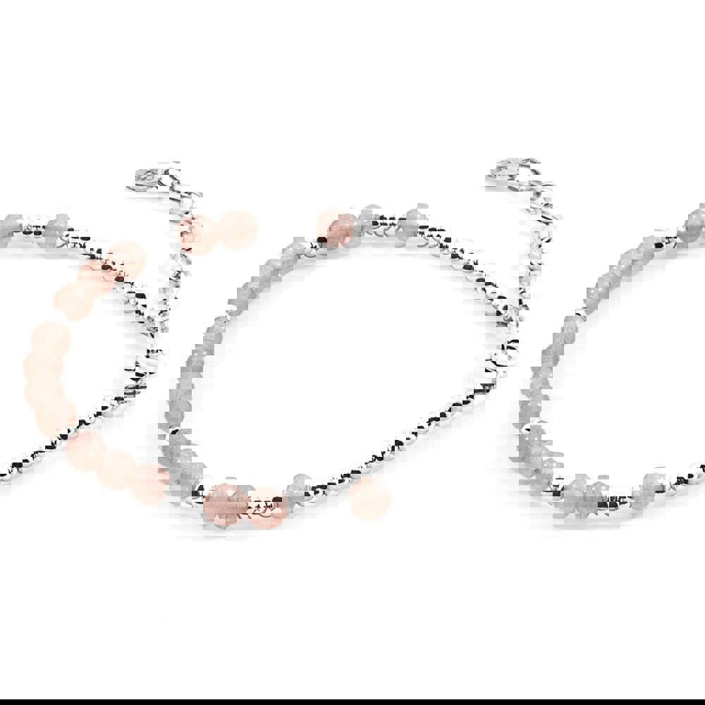 Anchor & Crew Pink Agate Sienna Silver and Stone Bracelet 