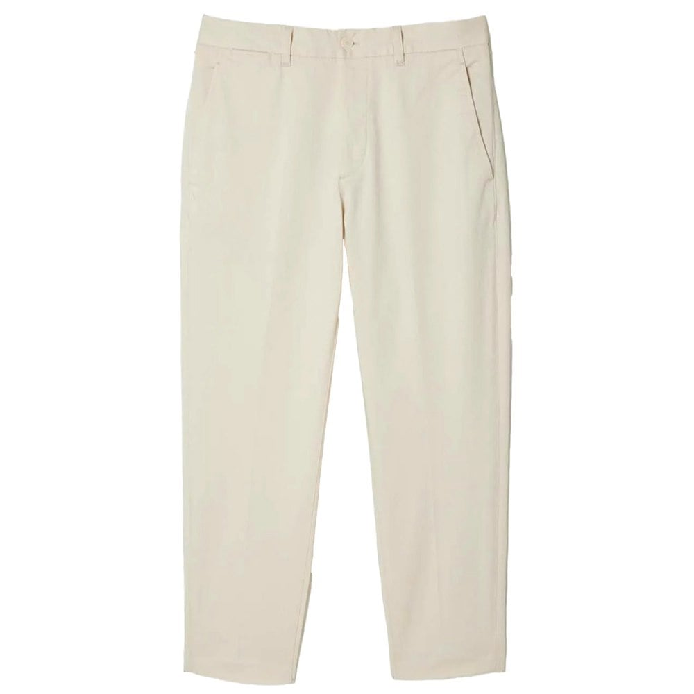 Lacoste Mens Cotton Stretch Tapered Chinos - Cream