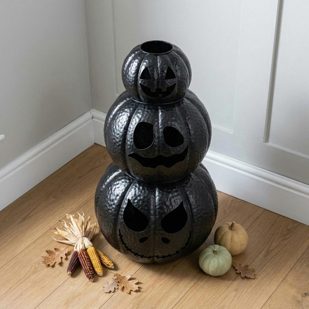 Garden Greatness Spooky Glowing Stacked LED Pumpkins