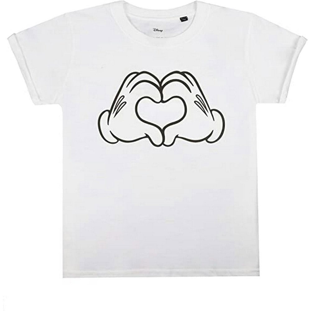 Disney Girls Love Hands Mickey Mouse T-Shirt - White