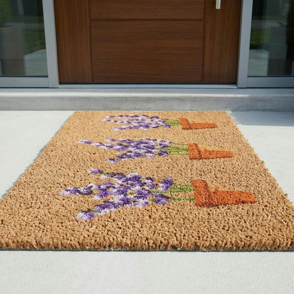 Garden Greatness Lavenders Decorative Natural Coir Doormat