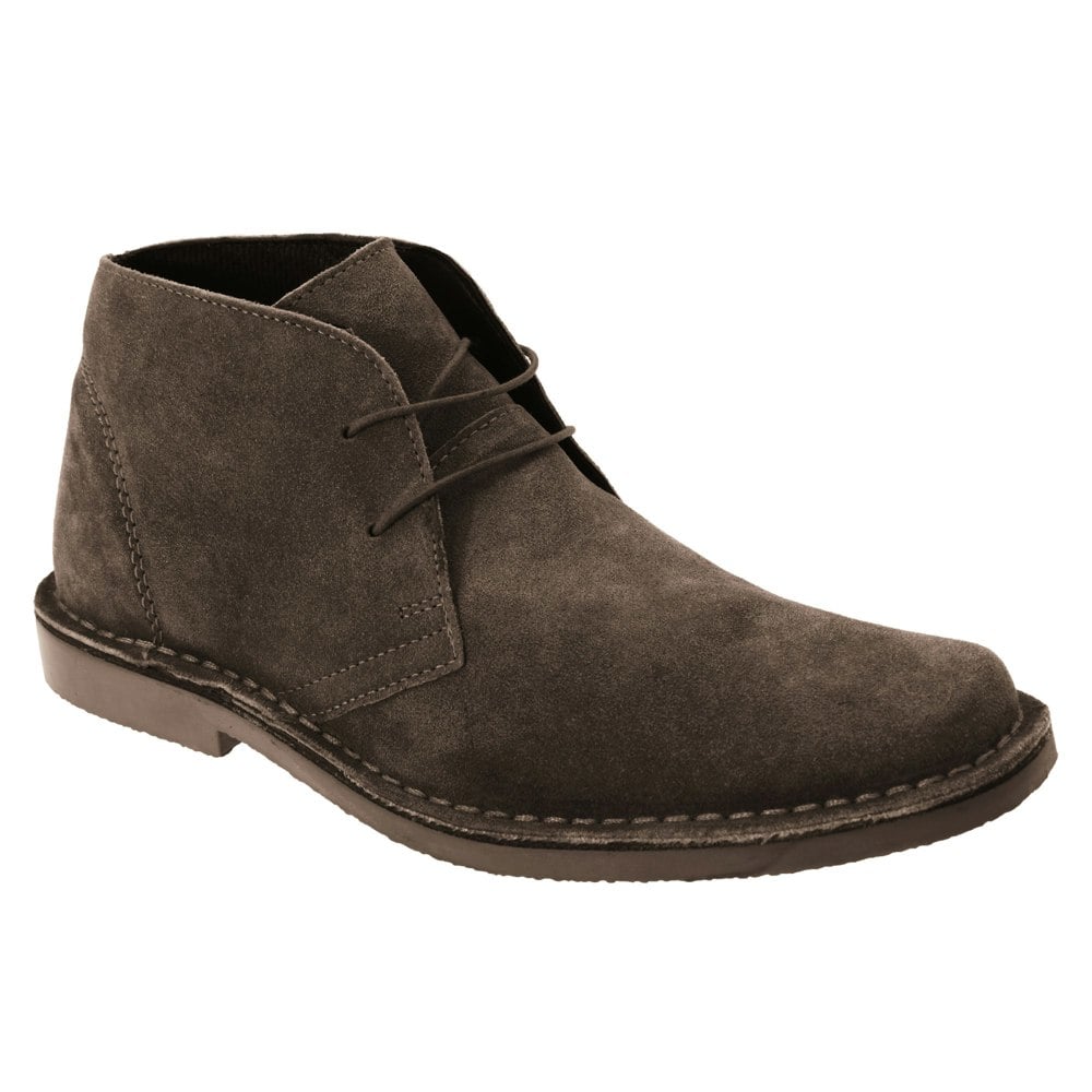 Roamers Men's Real Suede Classic Desert Boots - Dark Brown