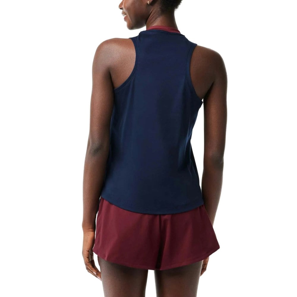 Lacoste Womens/Ladies Contrast Stretch Sport T-Shirt - Navy/Burgundy