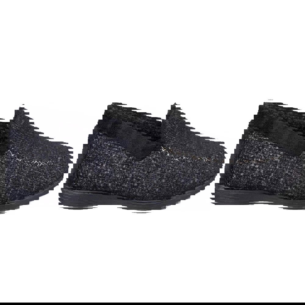 Cotswold Mens Stanley Moc Toe Full Slipper - Black