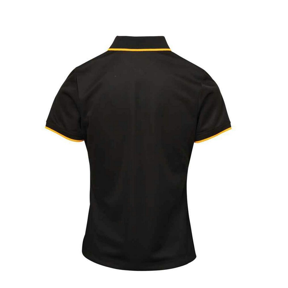 Premier Womens/Ladies Coolchecker Contrast Pique Polo Shirt - Black/Sunflower
