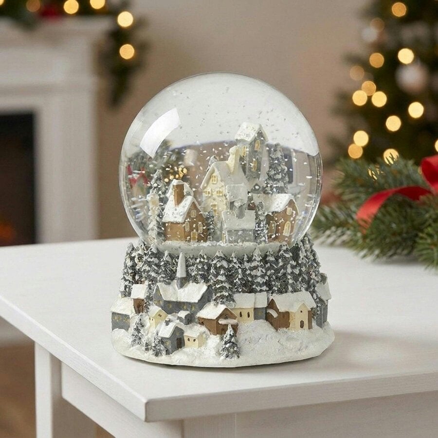 Garden Greatness Musical Snowglobe Village Scene