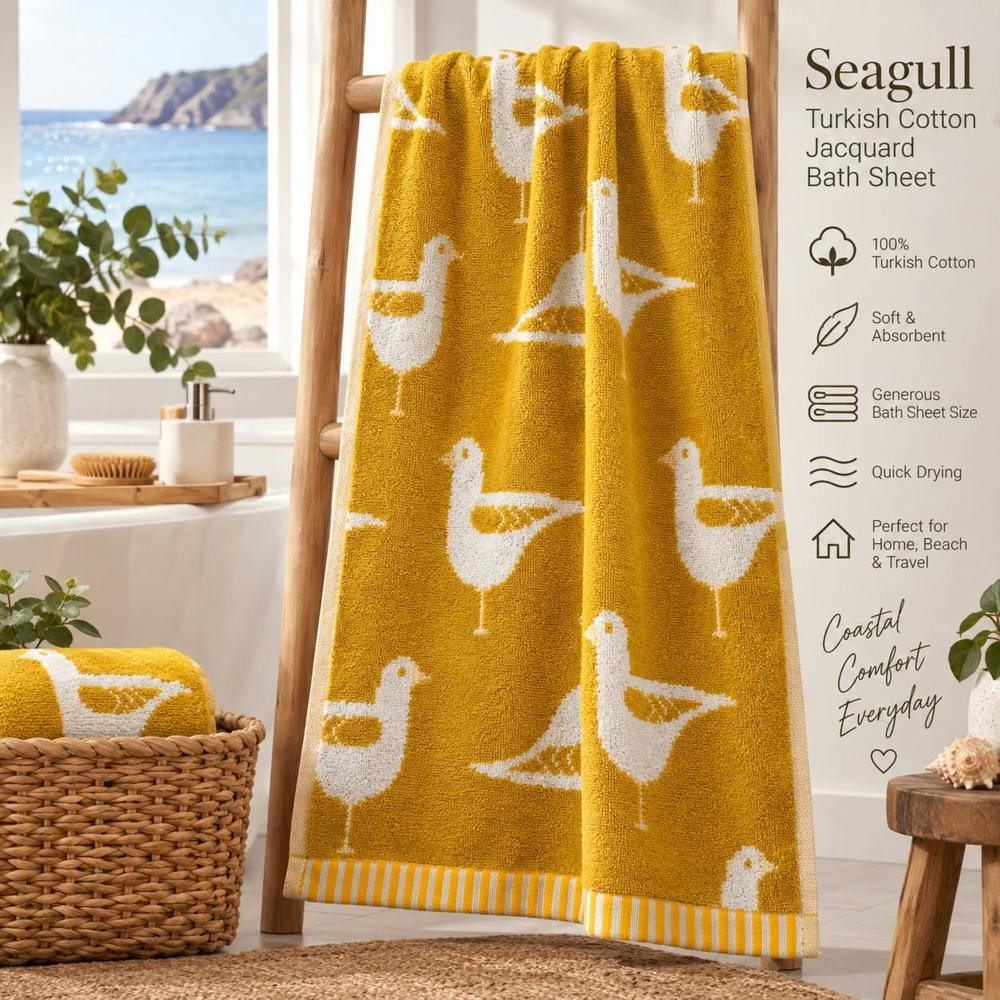 Dyzi Seagull Turkish Cotton Jacquard Bath Sheet