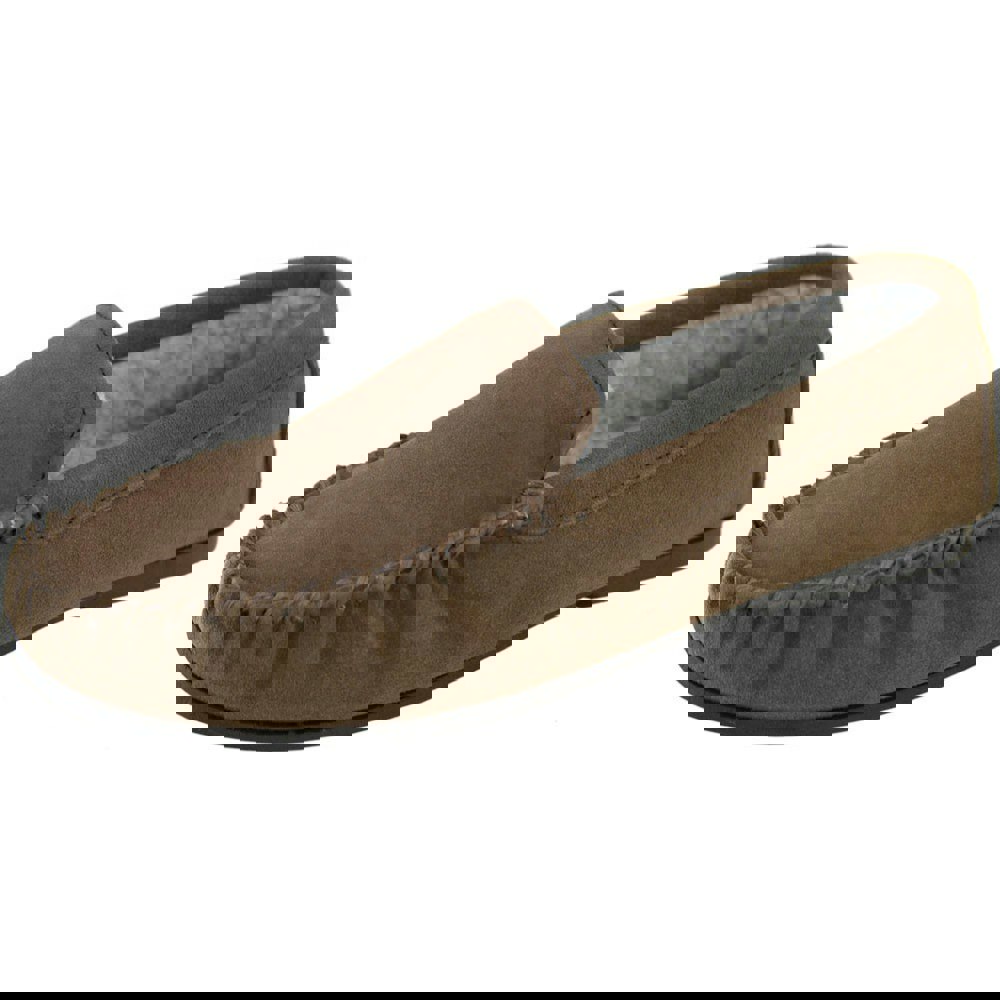 Eastern Counties Leather Mens Berber Fleece Lined Suede Moccasins - Taupe