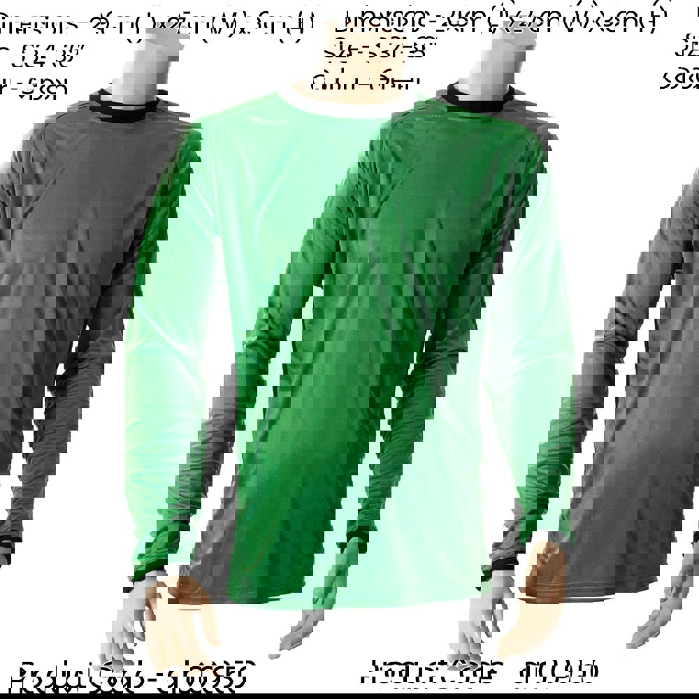 ADULT S 34-36 Inch GREEN Goal-Keeping Long Sleeve T-Shirt Shirt Top GK Keeper