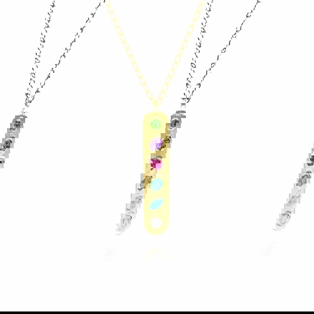 133P3927019 Coded Whispers Brushed Gold 'Dare To' Acrostic Gemstone Pendant 1