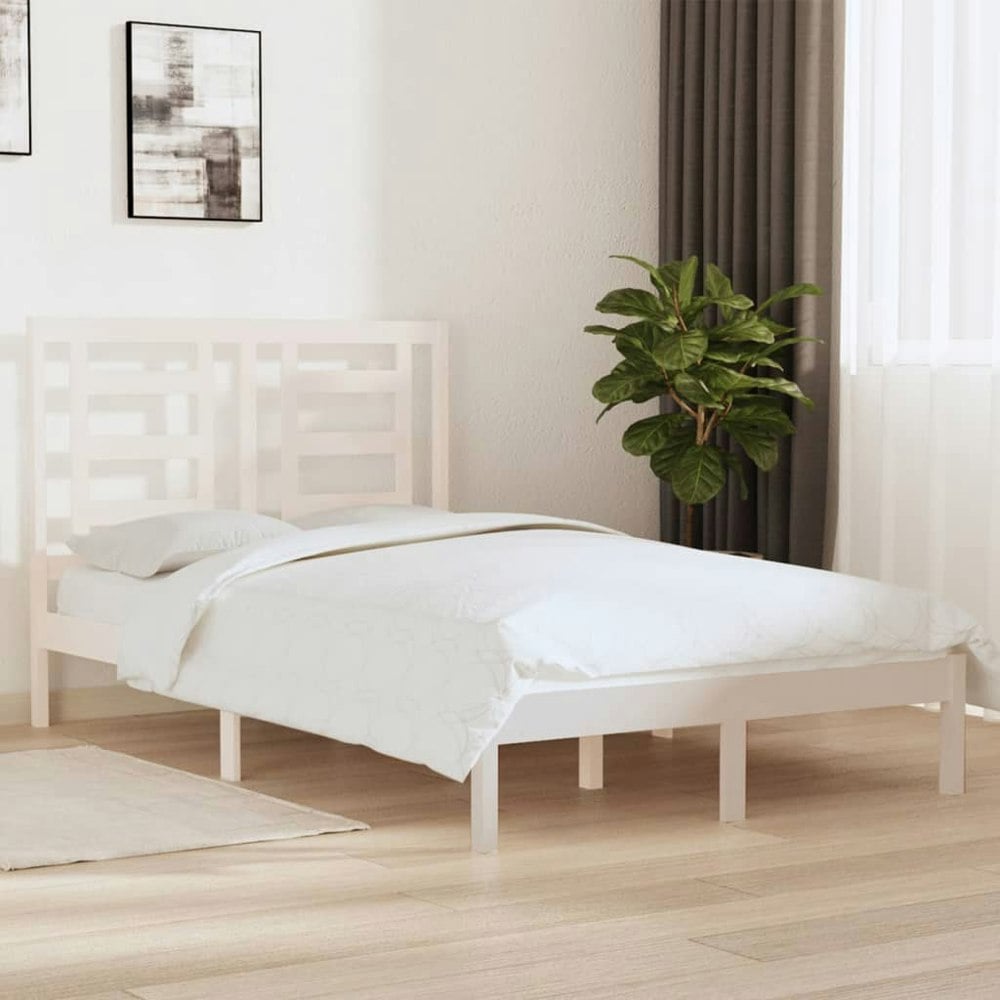 Berkfield Bed Frame White Solid Wood Pine 120x200 cm