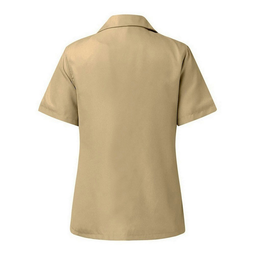 Premier Short Sleeve Poplin Blouse / Plain Work Shirt - Khaki