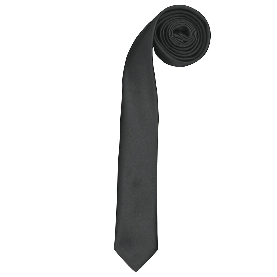 Premier Tie - Mens Slim Retro Work Tie - Black - Black - One Size