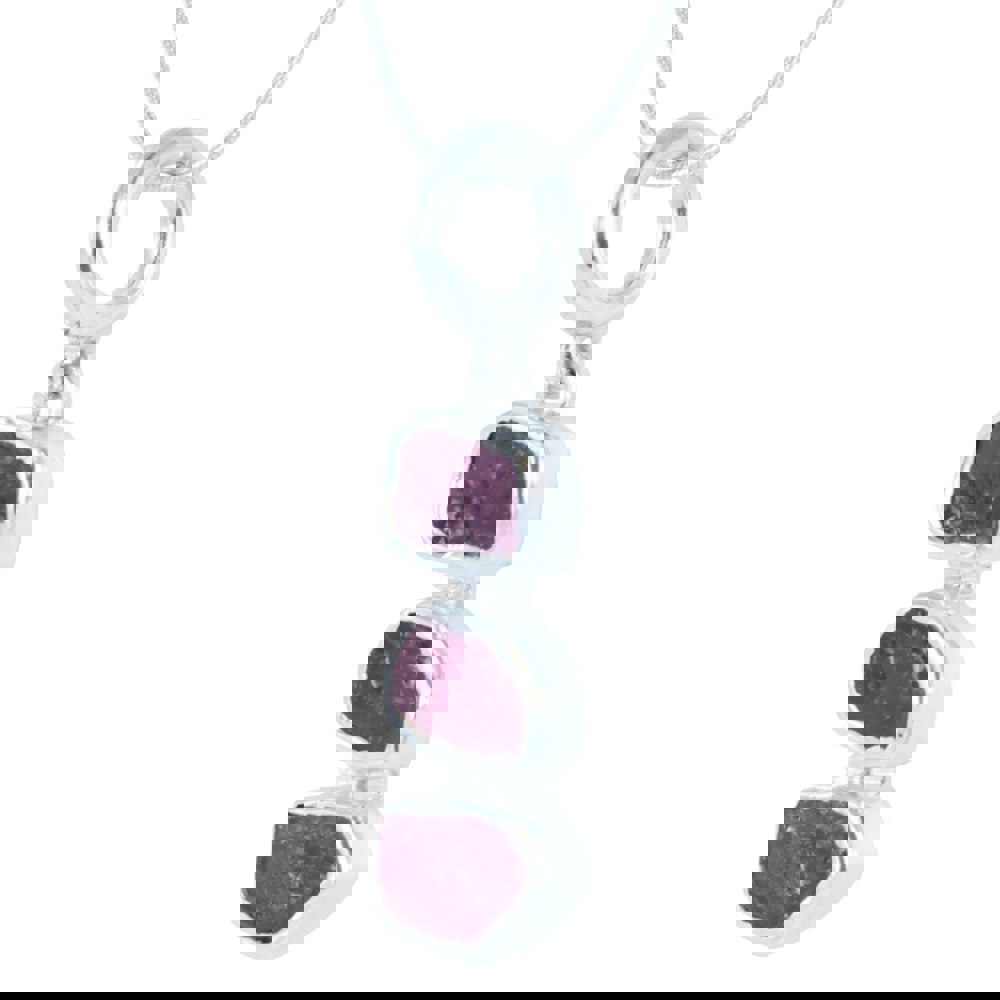 Rough Stone Ruby Necklace in Sterling Silver - Reeves & Reeves