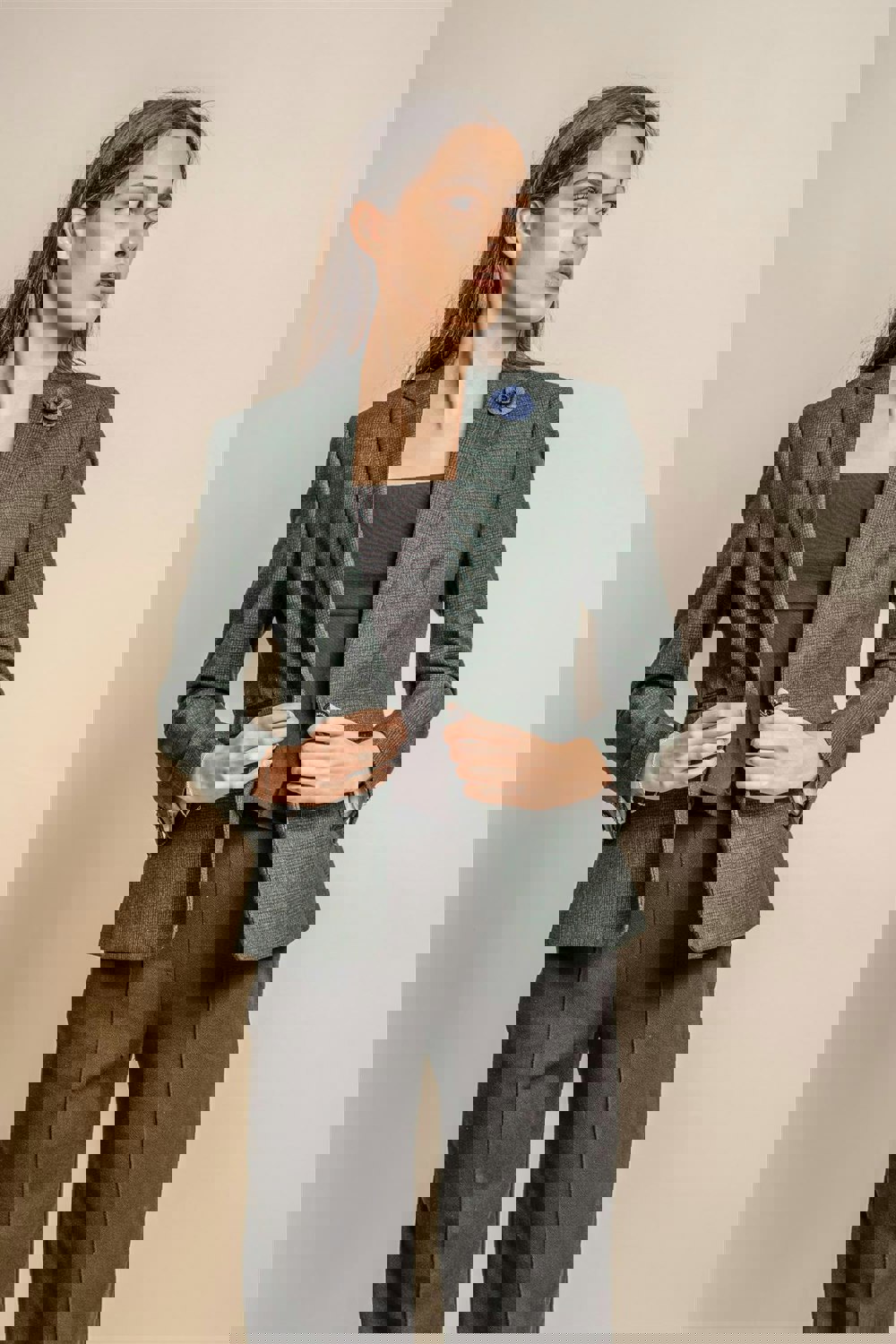 Caridi olive ladies blazer front