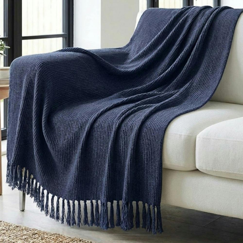 Garden Greatness Maison Navy Woven Throw