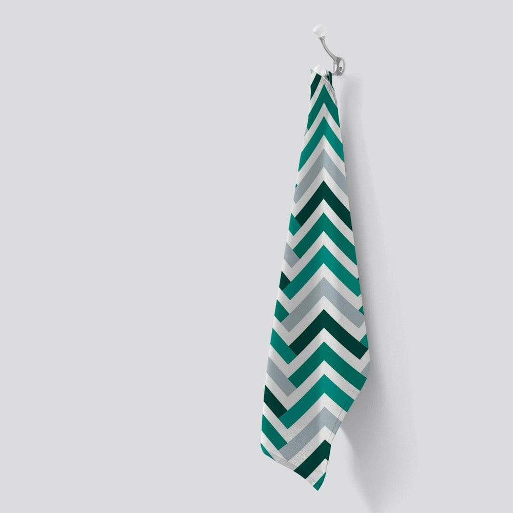 Warren Reed Geometric Retro Vintage Colored Chevron Pattern Tea Towel