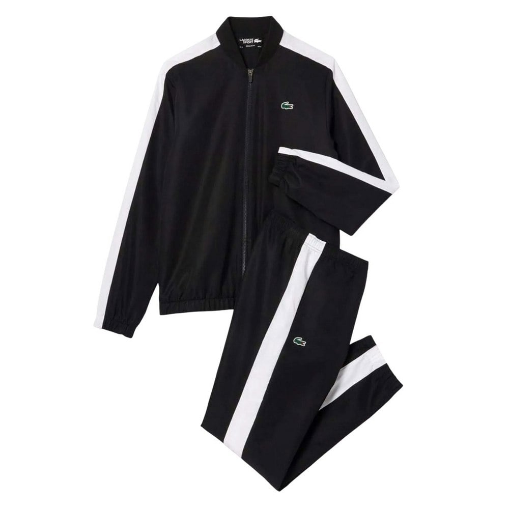 Lacoste Mens Colourblock Tennis Tracksuit Set - Black/White