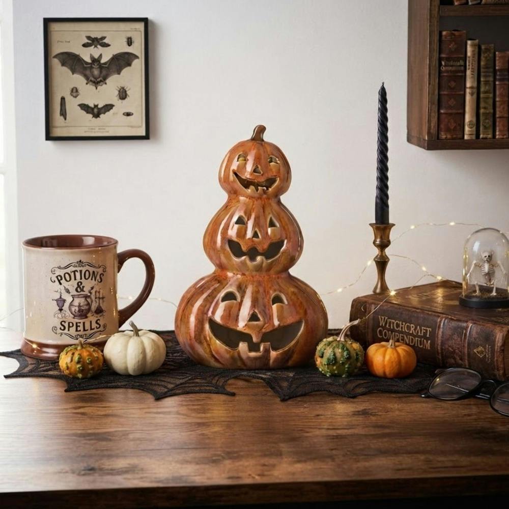 Garden Greatness Tiered Pumpkins Light Up Halloween Decor
