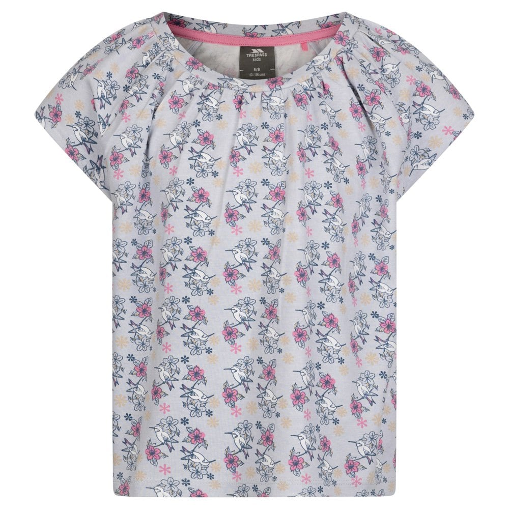 Trespass Girls Josey Flowers Top - Grey Skies