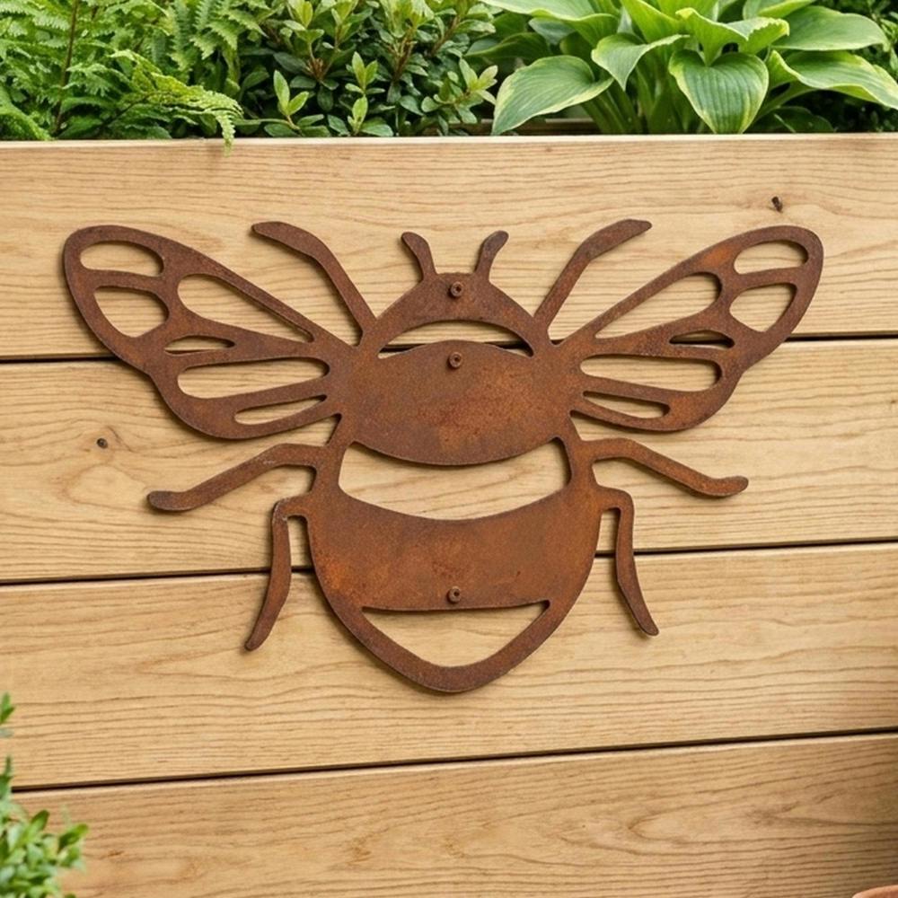 Garden Greatness Rustic Metal Bumble Bee Garden Wall Art