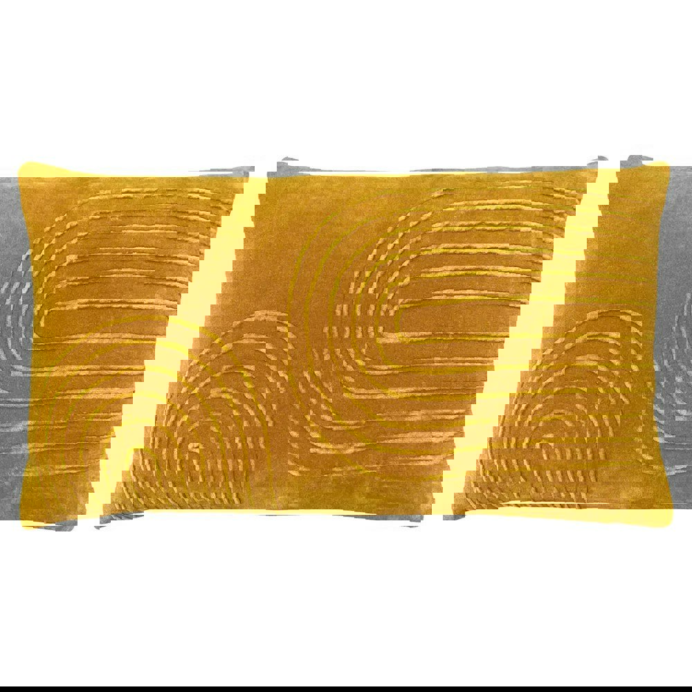Furn Mangata Velvet Rectangular Cushion Cover - Ochre Yellow