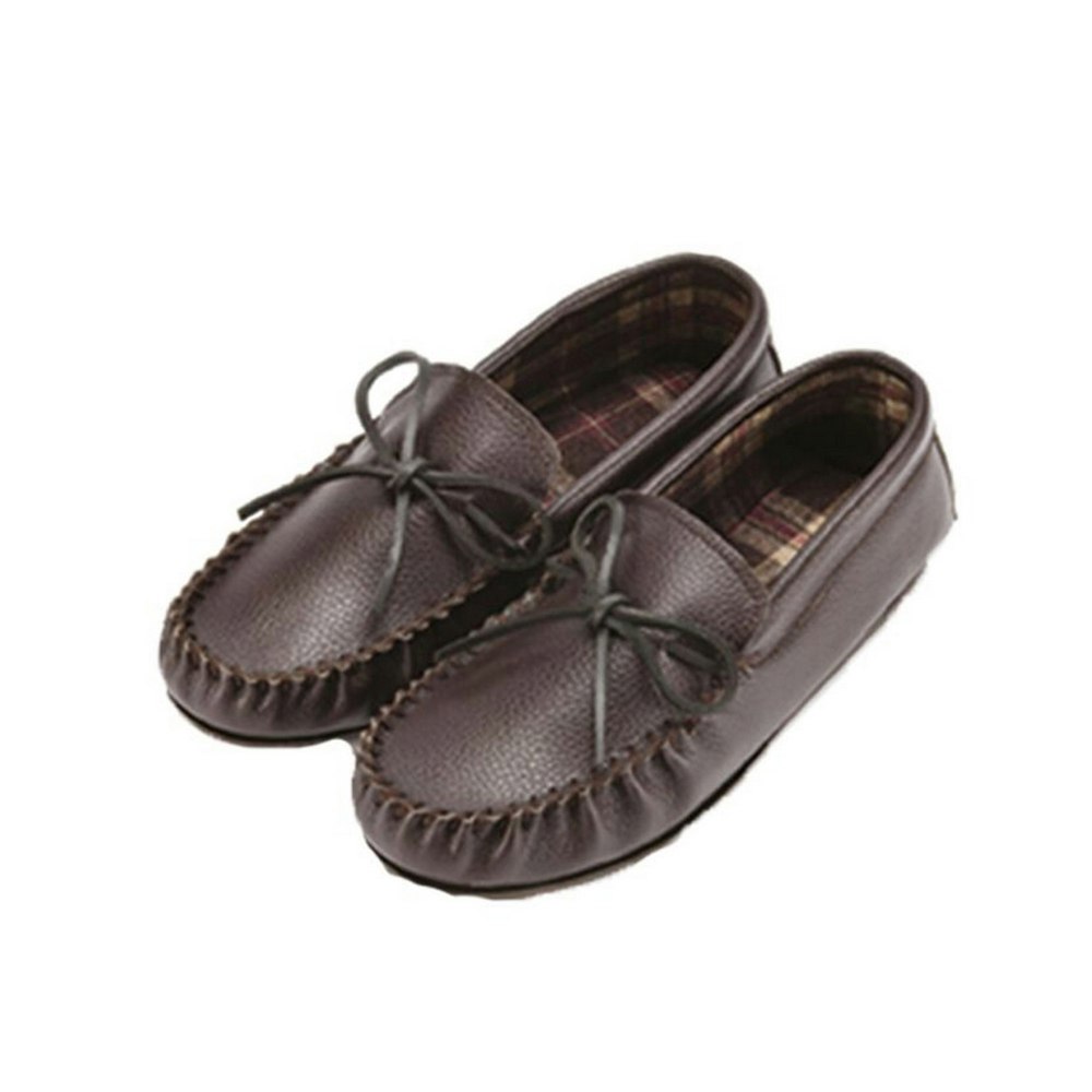 Eastern Counties Leather Unisex Fabric Lined Moccasins - Dark Brown