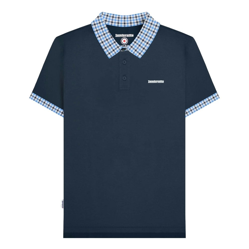 Lambretta Mens SS25 Gingham Big & Tall Polo Shirt - Navy