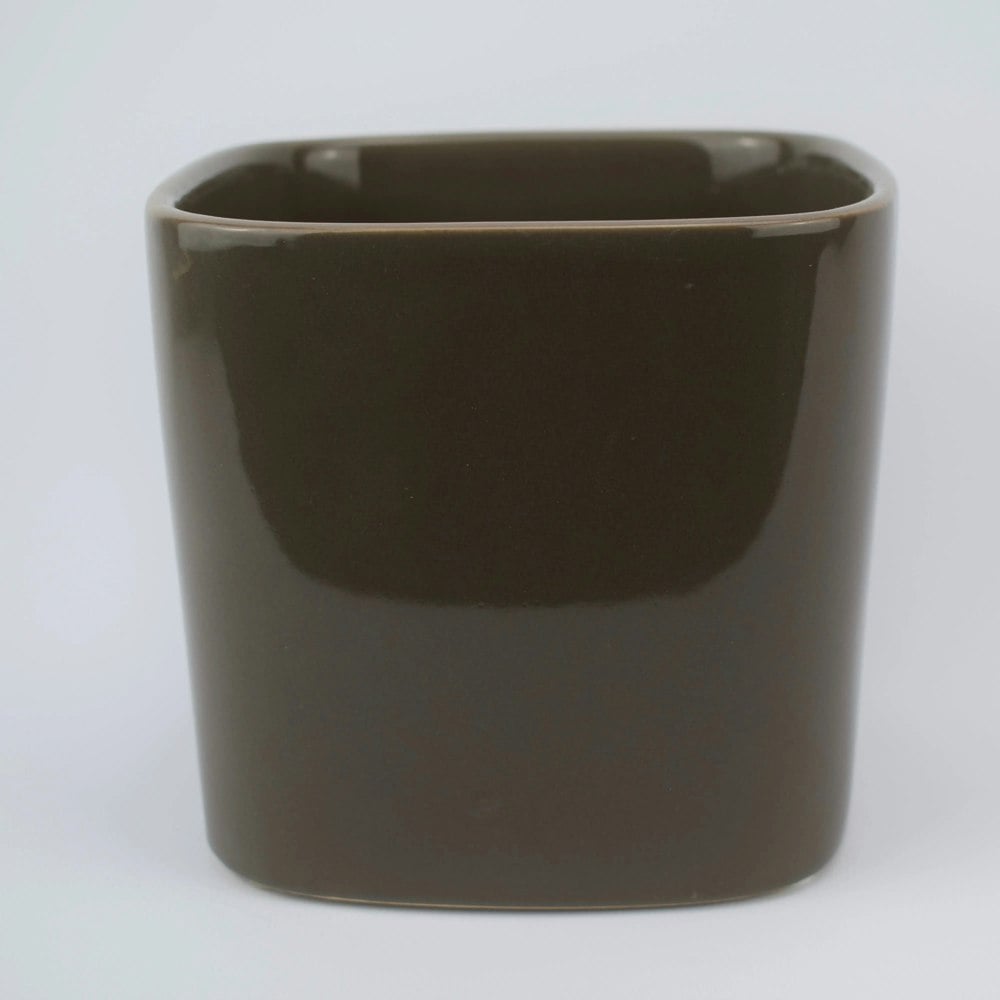 13.5cm Modern Square Mocha Glazed Ceramic Plant Pot