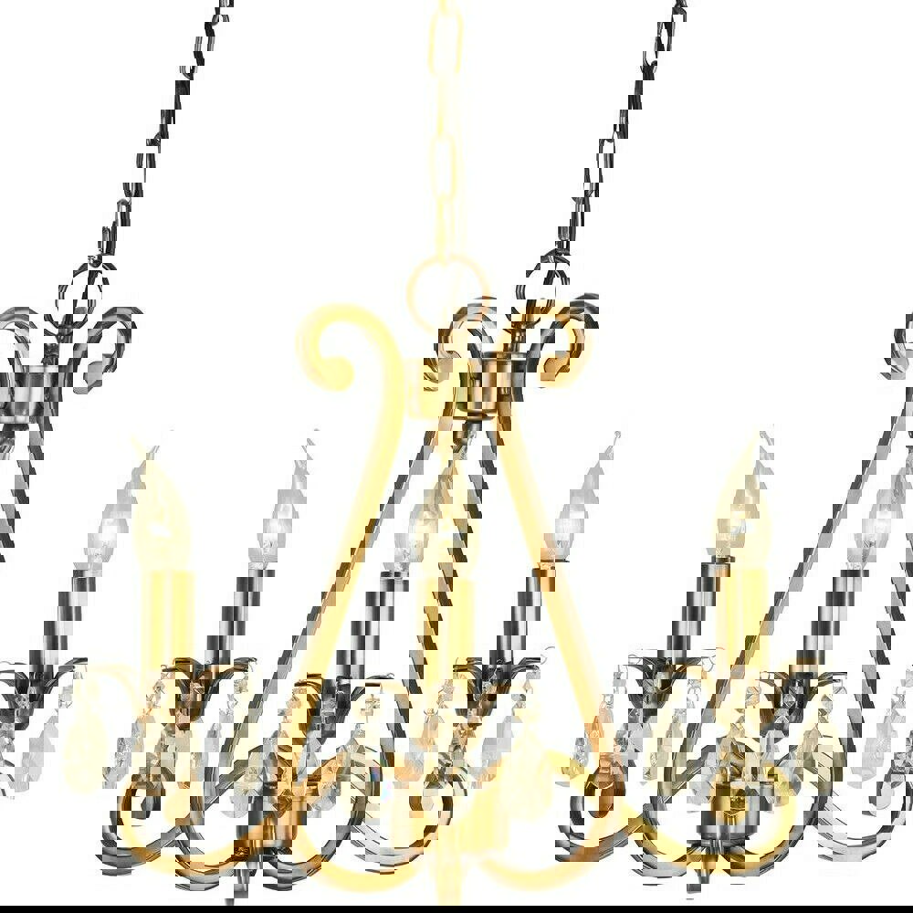 Esher Ceiling Pendant Chandelier Antique Brass & Crystal Curved 3 Lamp Light Loops