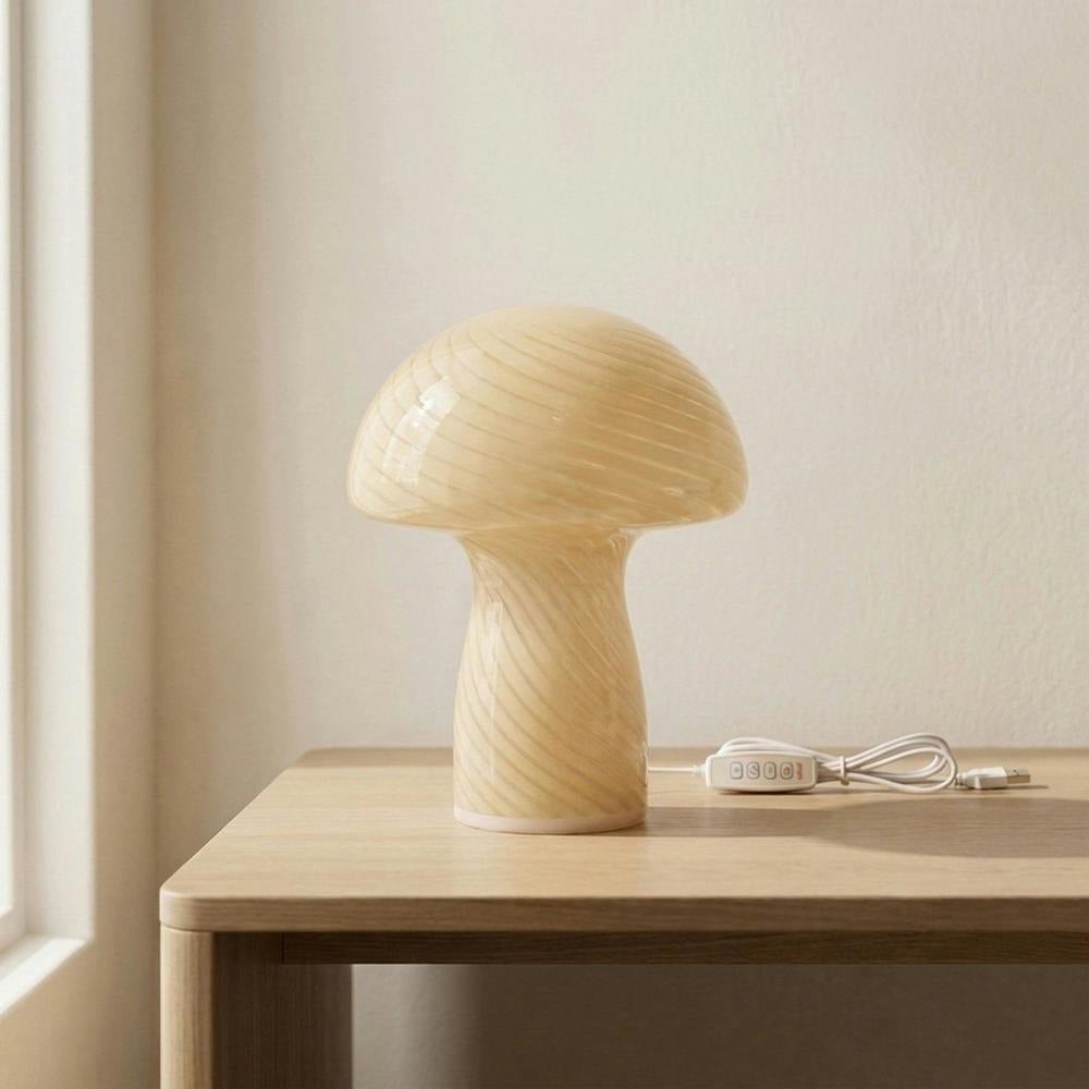 Garden Greatness Cream Sculptural Mushroom Table Lamp