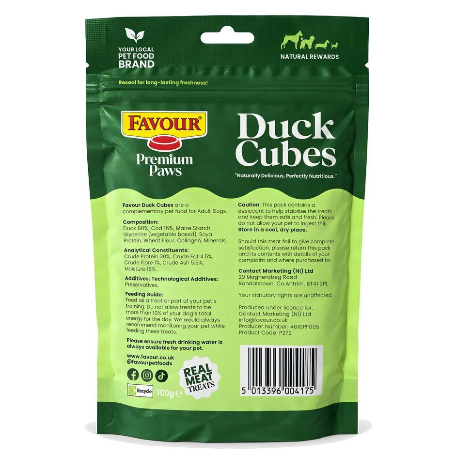 Favour Premium Paws Duck Cubes 100gFavour Premium Paws Duck Cubes 100g