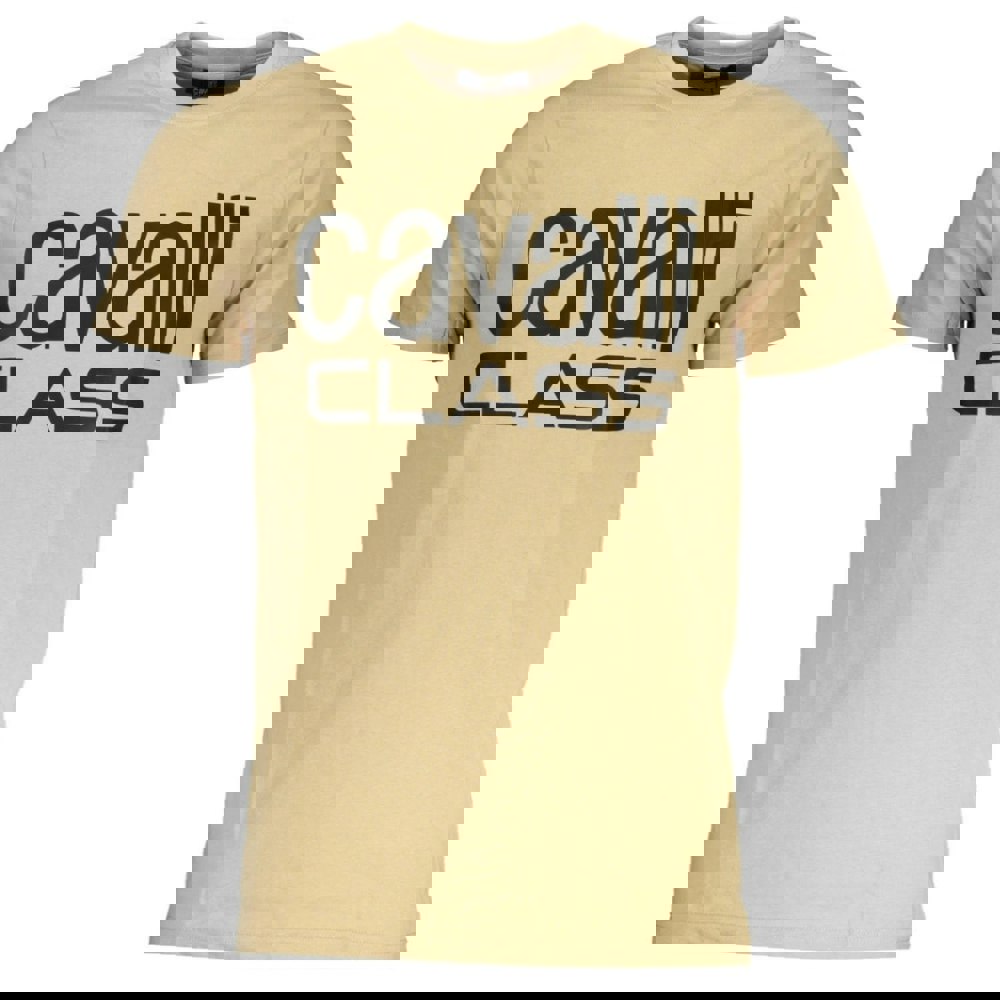 Cavalli Class Bold Black Logo Beige T-Shirt