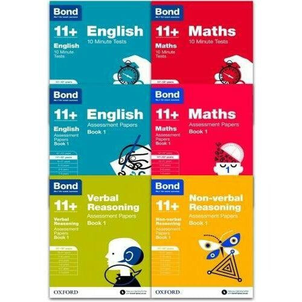 Bond 11+ English Maths 10 Minute Test & Assessment Paper 6 Books Collection Set 11+-12+ years